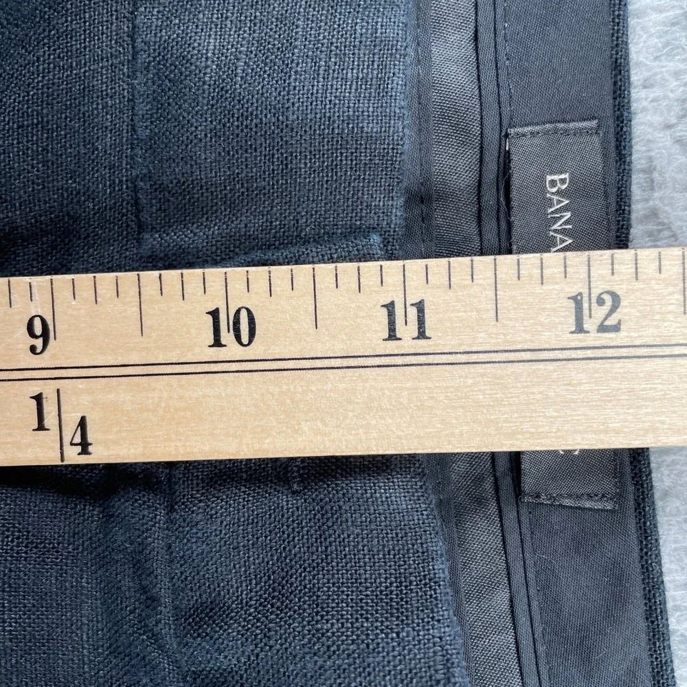 Banana Republic Pants Women 2 Black Linen Wide Leg Pleated Trousers Career